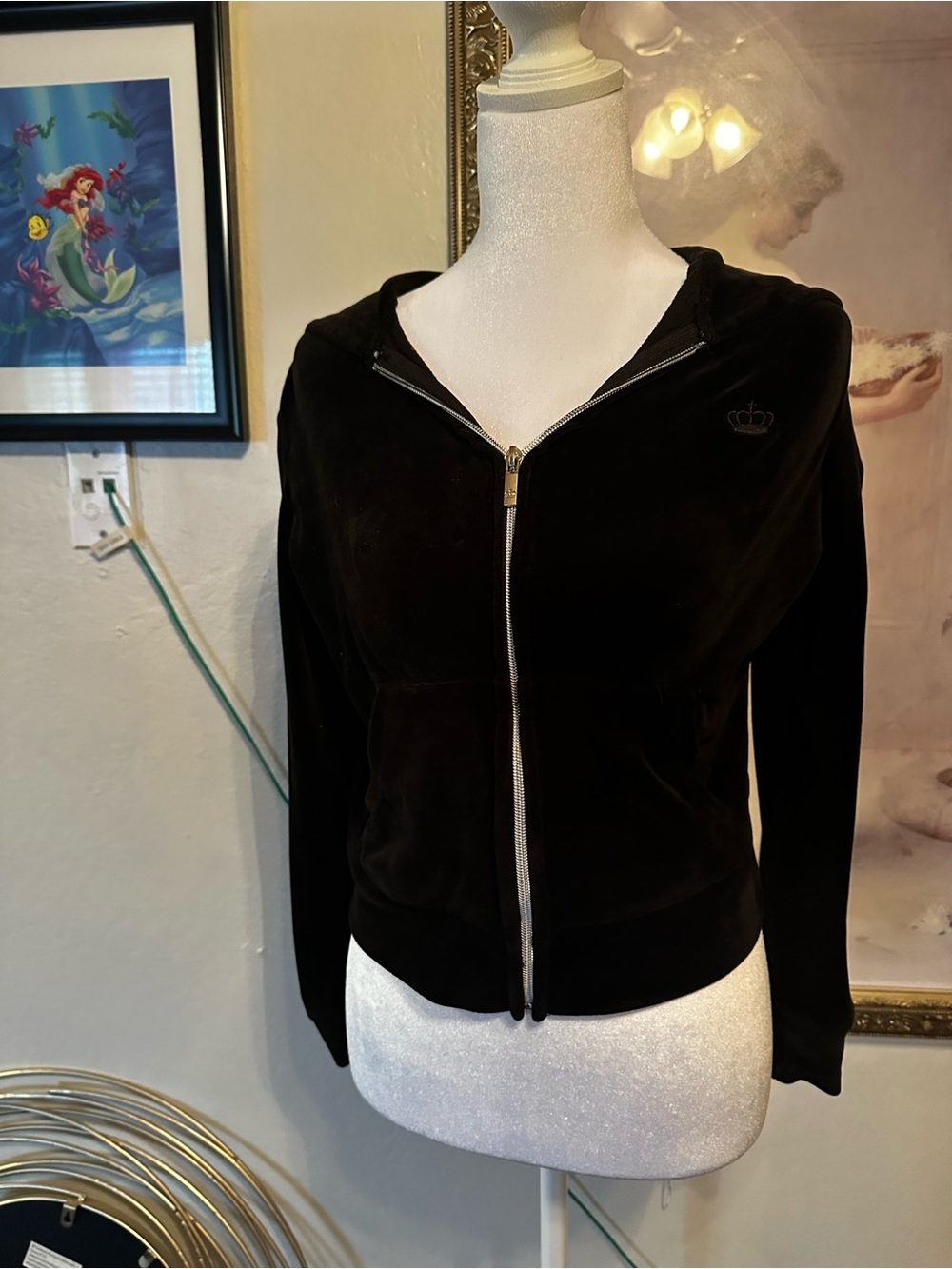 Juicy Couture Black Velvet Zip Hoodie